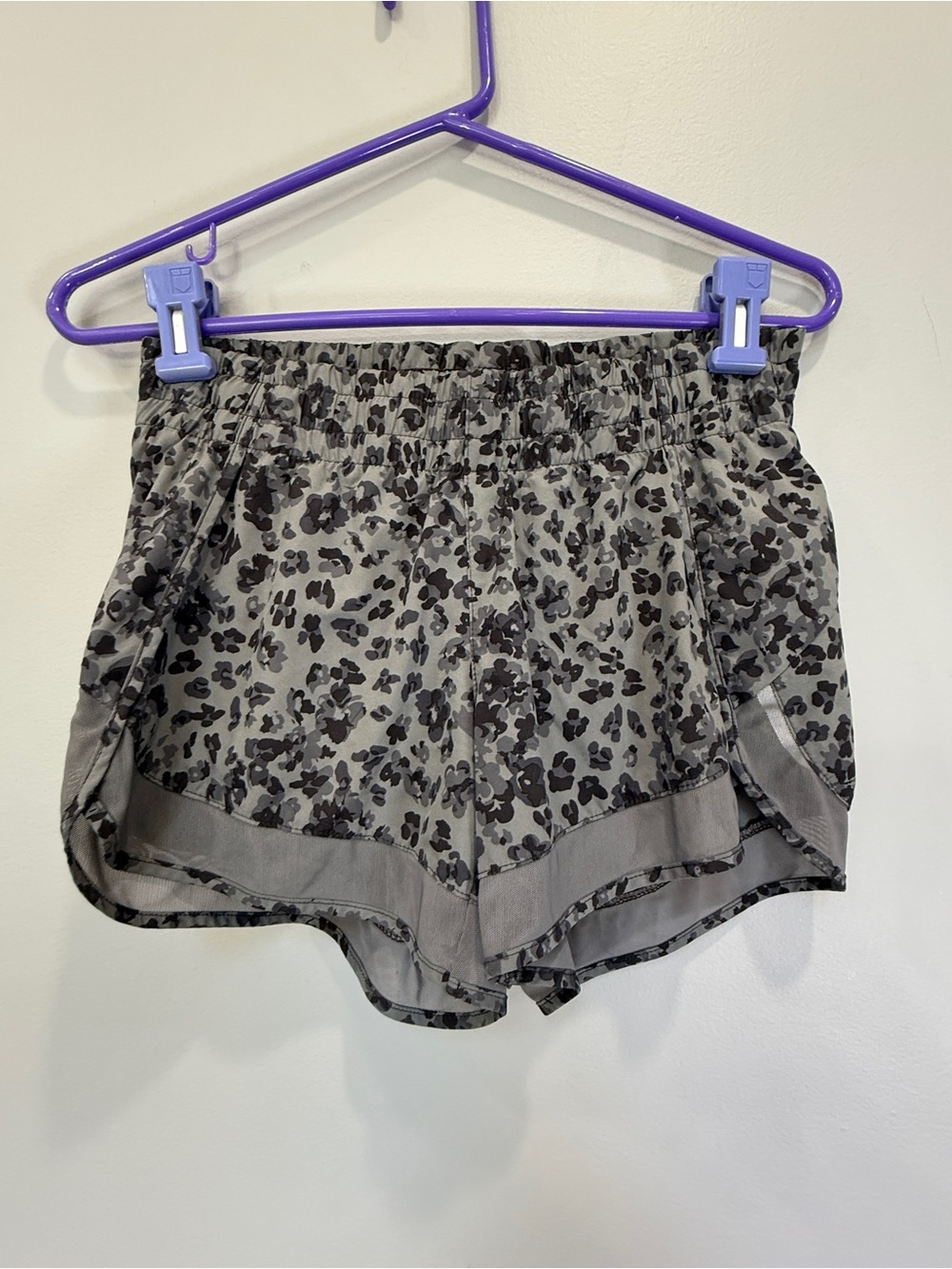 Athleta Gray Leopard-Print Athletic Shorts